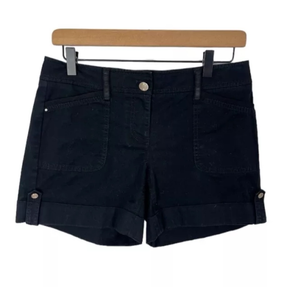 White House Black Market Shorts 2 Black Cuffed Stretch MISSING POCKET BUTTON